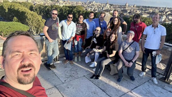 Rome FileMaker Week 2022 - A bunch of FileMaker folks on the top of Castel Sant'Angelo